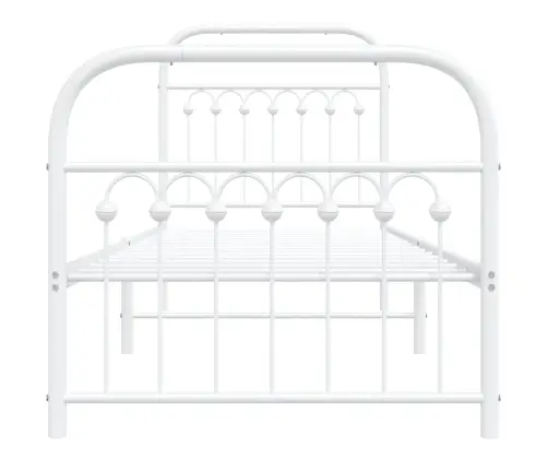 Gultas Rāmis Ar Galvgali Un Kājgali, Balts Metāls, 80X200 Cm Vidaxl