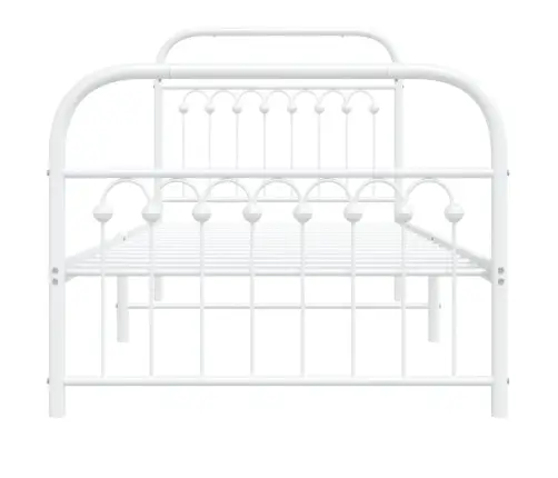 Gultas Rāmis Ar Galvgali Un Kājgali, Balts Metāls, 90X200 Cm Vidaxl
