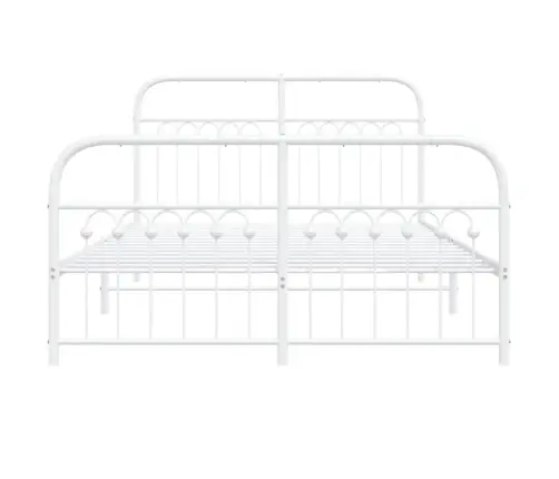 Metallist Voodiraam Peatsi Ja Jalutsiga, Valge, 137 X 190 Cm