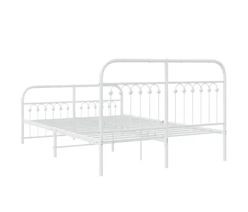 Metallist Voodiraam Peatsi Ja Jalutsiga, Valge, 137 X 190 Cm