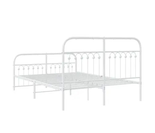 Metallist Voodiraam Peatsi Ja Jalutsiga, Valge, 140 X 190 Cm