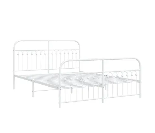 Gultas Rāmis Ar Galvgali Un Kājgali, Balts Metāls, 150X200 Cm Vidaxl
