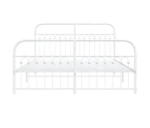 Gultas Rāmis Ar Galvgali Un Kājgali, Balts Metāls, 150X200 Cm Vidaxl