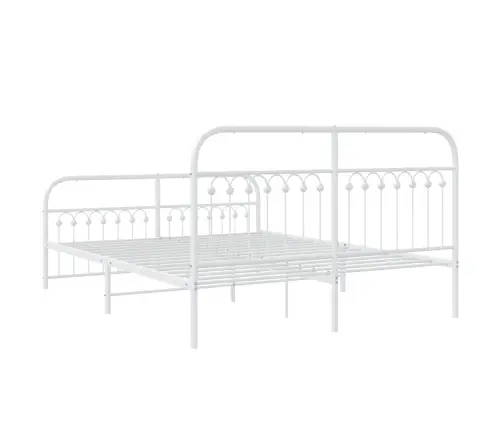 Gultas Rāmis Ar Galvgali Un Kājgali, Balts Metāls, 150X200 Cm Vidaxl