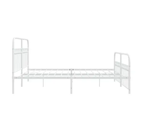 Metallist Voodiraam Peatsi Ja Jalutsiga, Valge, 183X203 Cm