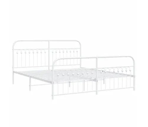 Gultas Rāmis Ar Galvgali Un Kājgali, Balts Metāls, 183X213 Cm Vidaxl