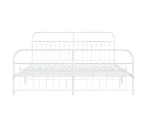 Gultas Rāmis Ar Galvgali Un Kājgali, Balts Metāls, 183X213 Cm Vidaxl