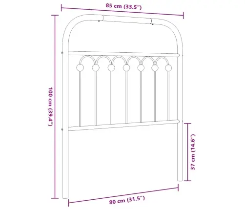 Gultas Galvgalis, Metāls, Balts, 80 Cm Vidaxl