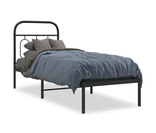 Metallist Voodiraam Peatsiga, Must, 75X190 Cm