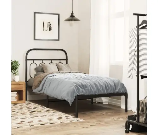 Metallist Voodiraam Peatsiga, Must, 90 X 190 Cm