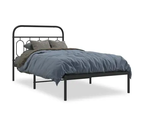 Metalinis Lovos Rėmas Su Galvūgaliu, Juodos Spalvos, 107X203Cm