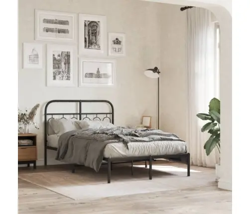 Metalinis Lovos Rėmas Su Galvūgaliu, Juodos Spalvos, 120X190 Cm