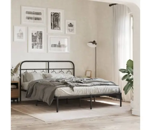 Metalinis Lovos Rėmas Su Galvūgaliu, Juodos Spalvos, 150X200Cm