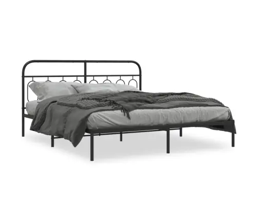 Gultas Rāmis Ar Galvgali, Melns Metāls, 180X200 Cm Vidaxl