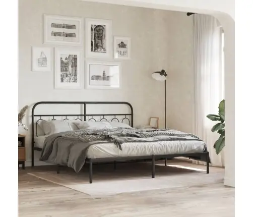 Gultas Rāmis Ar Galvgali, Melns Metāls, 180X200 Cm Vidaxl