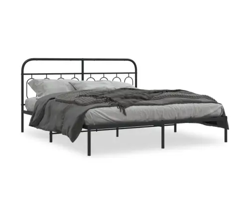 Metalinis Lovos Rėmas Su Galvūgaliu, Juodos Spalvos, 183X213Cm