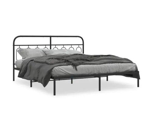 Gultas Rāmis Ar Galvgali, Melns Metāls, 193X203 Cm Vidaxl
