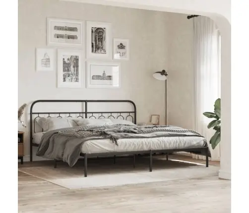 Metallist Voodiraam Peatsiga, Must, 200X200 Cm