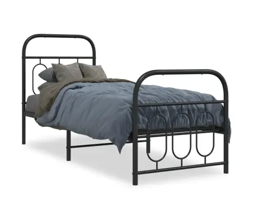 Metallist Voodiraam Peatsi Ja Jalutsiga, Must, 75 X 190 Cm