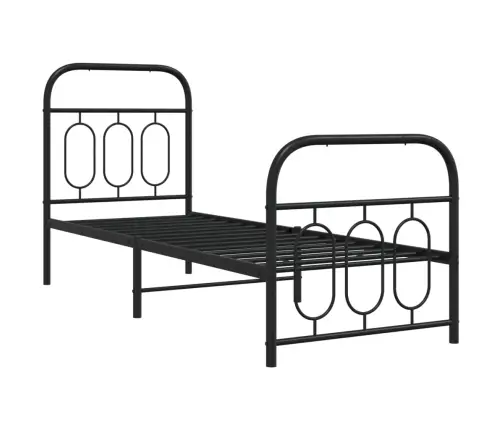 Metallist Voodiraam Peatsi Ja Jalutsiga, Must, 75 X 190 Cm