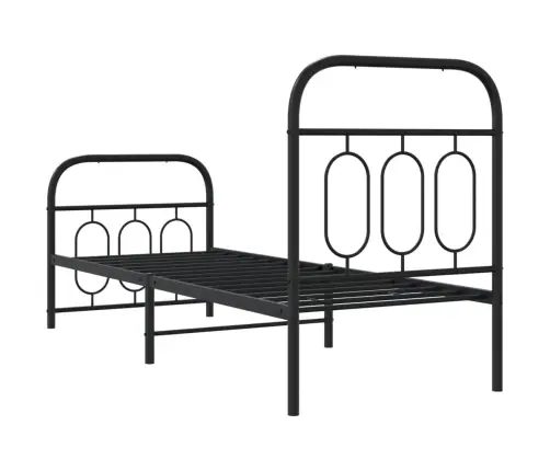 Metallist Voodiraam Peatsi Ja Jalutsiga, Must, 75 X 190 Cm