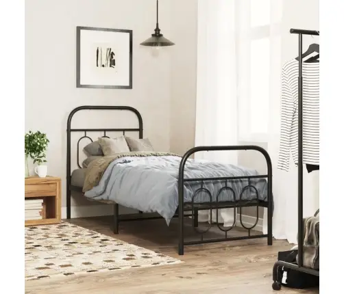 Metallist Voodiraam Peatsi Ja Jalutsiga, Must, 75 X 190 Cm