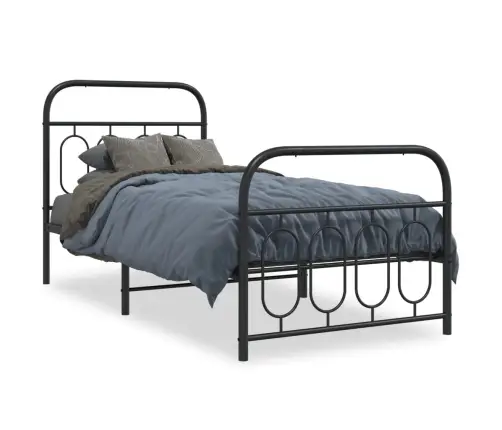 Gultas Rāmis Ar Galvgali Un Kājgali, Melns Metāls, 80X200 Cm Vidaxl