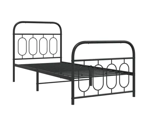 Gultas Rāmis Ar Galvgali Un Kājgali, Melns Metāls, 80X200 Cm Vidaxl