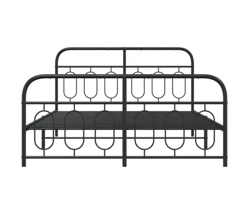 Metallist Voodiraam Peatsi Ja Jalutsiga, Must, 135 X 190 Cm