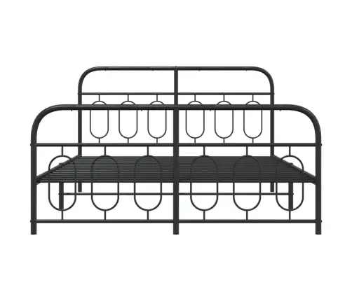 Gultas Rāmis Ar Galvgali Un Kājgali, Melns Metāls, 140X200 Cm Vidaxl