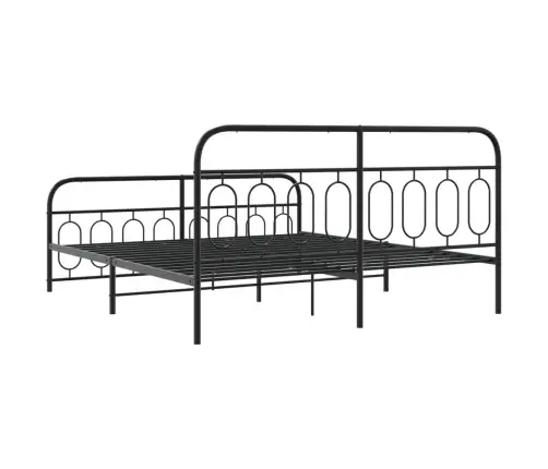 Gultas Rāmis Ar Galvgali Un Kājgali, Melns Metāls, 183X213 Cm Vidaxl