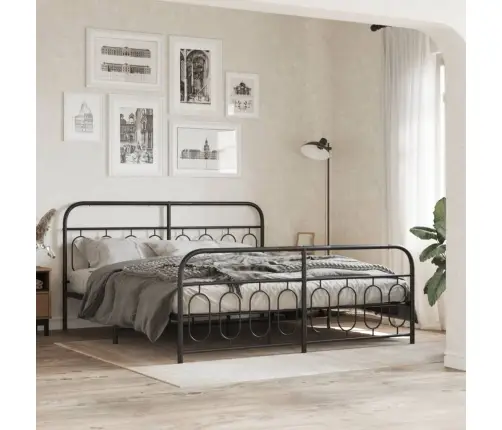 Lovos Rėmas Su Galvūgaliu/Kojūgaliu, Juodas, 193X203cm Metalas