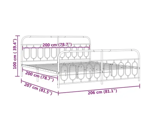 Lovos Rėmas Su Galvūgaliu/Kojūgaliu, Juodas, 200X200cm Metalas