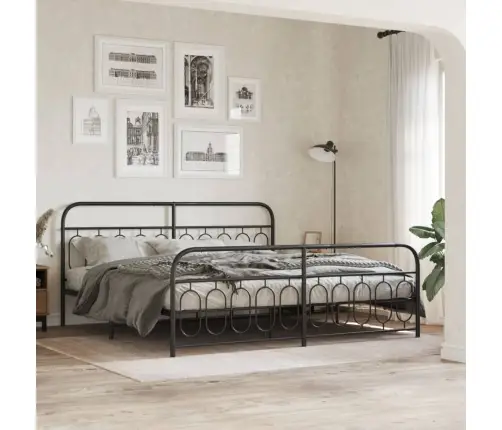 Lovos Rėmas Su Galvūgaliu/Kojūgaliu, Juodas, 200X200cm Metalas