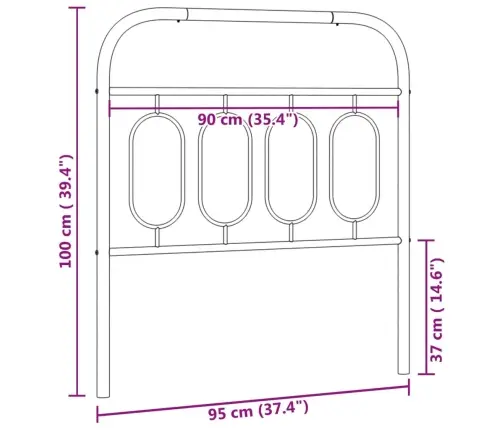 Gultas Galvgalis, Metāls, Melns, 90 Cm Vidaxl