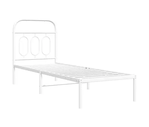 Gultas Rāmis Bez Matrača, Ar Galvgali, Balts Metāls, 75X190 Cm Vidaxl