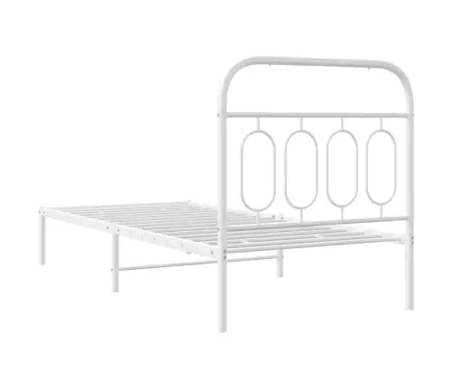 Gultas Rāmis Ar Galvgali, Balts Metāls, 90X190 Cm Vidaxl