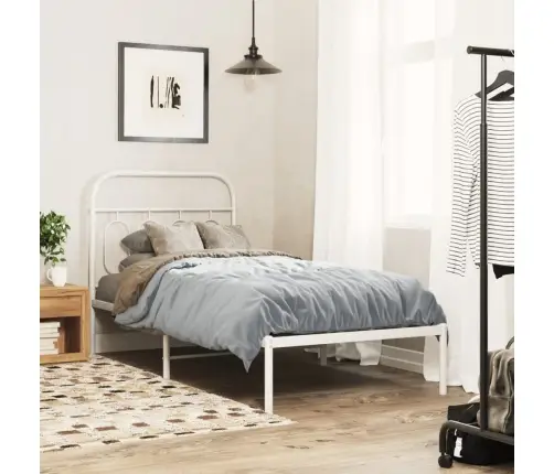 Gultas Rāmis Ar Galvgali, Balts Metāls, 90X190 Cm Vidaxl