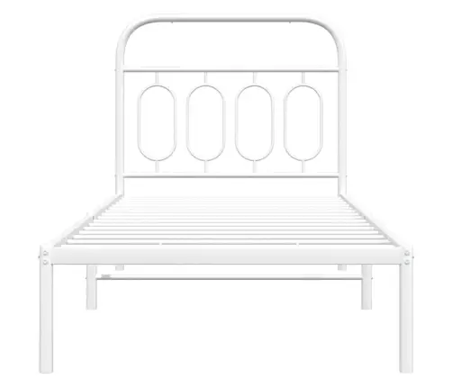 Gultas Rāmis Ar Galvgali, Balts Metāls, 90X200 Cm Vidaxl