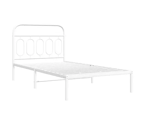 Gultas Rāmis Ar Galvgali, Balts Metāls, 107X203 Cm Vidaxl