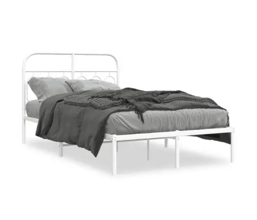 Metallist Voodiraam Peatsiga, Valge, 120X190 Cm