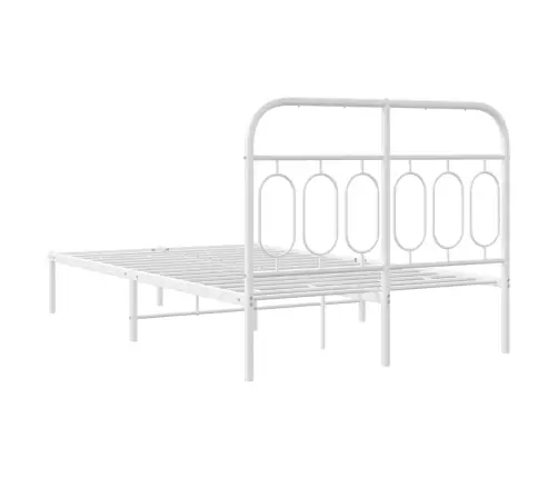 Metallist Voodiraam Peatsiga, Valge, 120X190 Cm