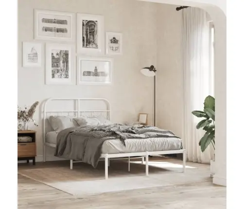 Metallist Voodiraam Peatsiga, Valge, 120X190 Cm