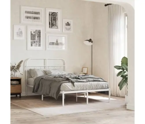 Gultas Rāmis Ar Galvgali, Balts Metāls, 120X200 Cm Vidaxl