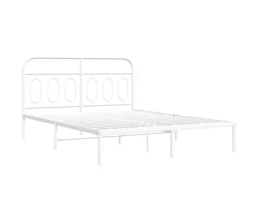 Gultas Rāmis Ar Galvgali, Balts Metāls, 135X190 Cm Vidaxl