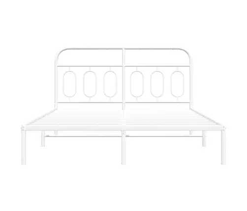 Gultas Rāmis Ar Galvgali, Balts Metāls, 135X190 Cm Vidaxl
