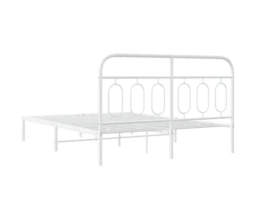 Gultas Rāmis Ar Galvgali, Balts Metāls, 135X190 Cm Vidaxl