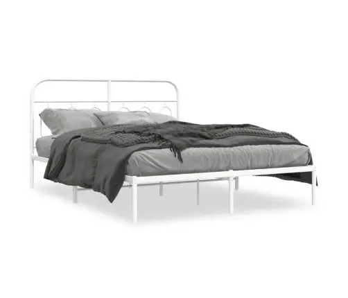 Metalinis Lovos Rėmas Su Galvūgaliu, Baltos Spalvos, 140X190Cm