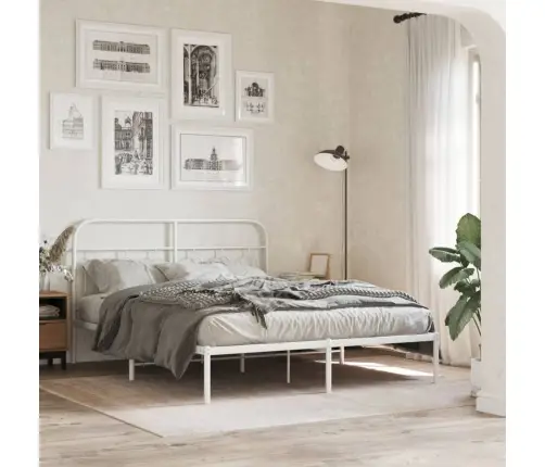 Metalinis Lovos Rėmas Su Galvūgaliu, Baltos Spalvos, 140X190Cm