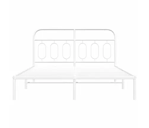 Gultas Rāmis Ar Galvgali, Balts Metāls, 150X200 Cm Vidaxl
